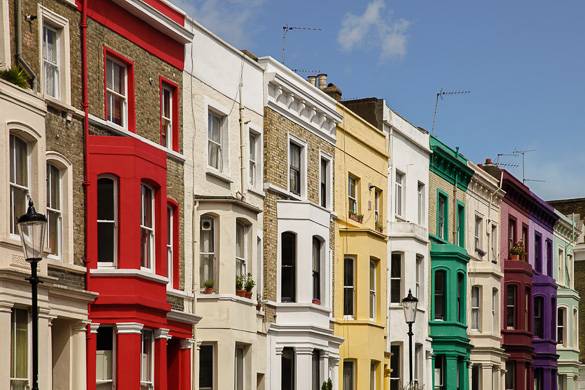 Fotografía de las casas de Notting Hill, en Portobello Road