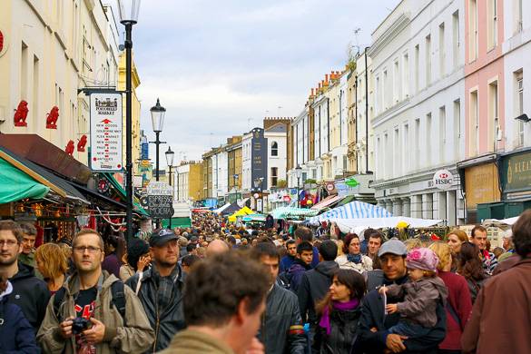 Bild des berühmten Portobello Road Markets in Notting Hill