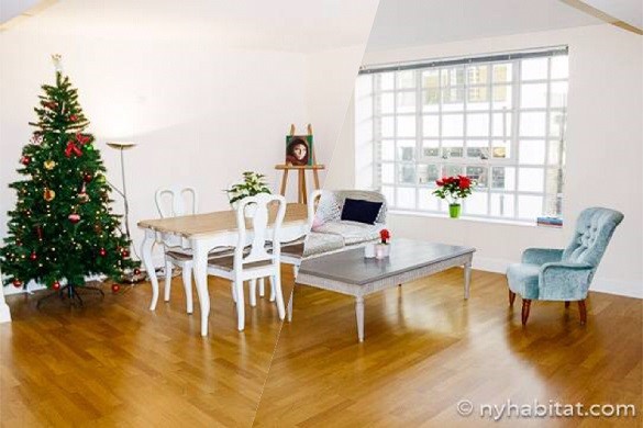 Bild des LN-1265 Wohnzimmers in Southwark mit Weihnachtsbaum und Esstisch