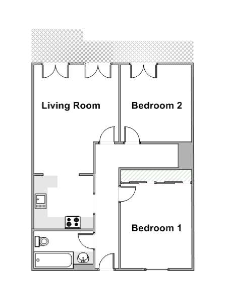 London 2 Bedroom accommodation - apartment layout  (LN-81)