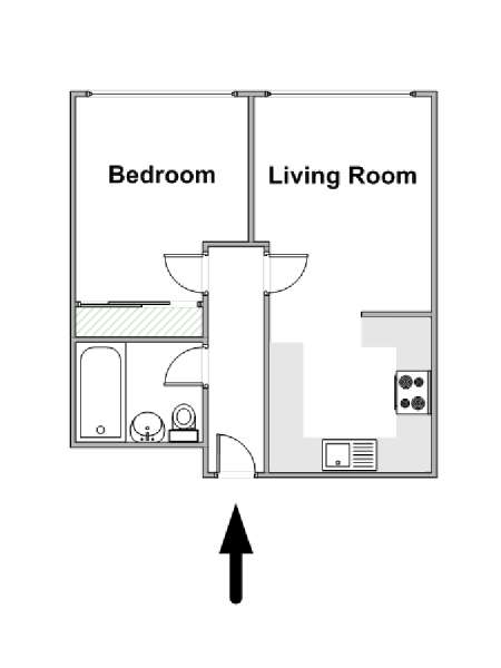 London 1 Bedroom accommodation - apartment layout  (LN-118)