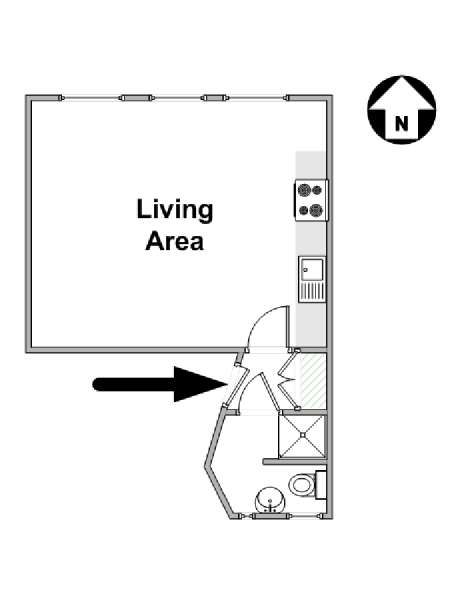 London Studio accommodation - apartment layout  (LN-214)