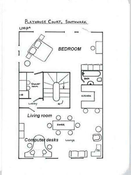 Londra 1 Camera da letto - Loft appartamento - piantina approssimativa dell' appartamento  (LN-234)