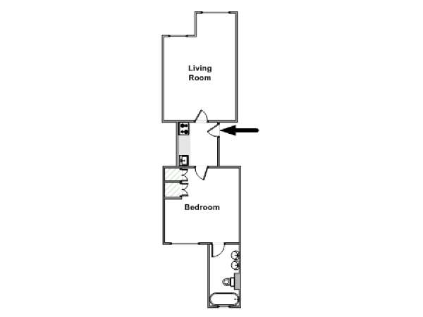 London 1 Bedroom accommodation - apartment layout  (LN-298)