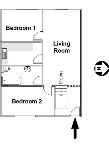 London 2 Bedroom accommodation - apartment layout  (LN-423)