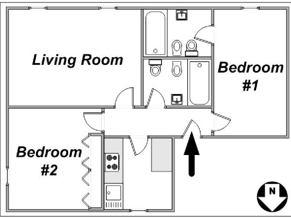 Londres T3 logement location appartement - plan schématique  (LN-432)