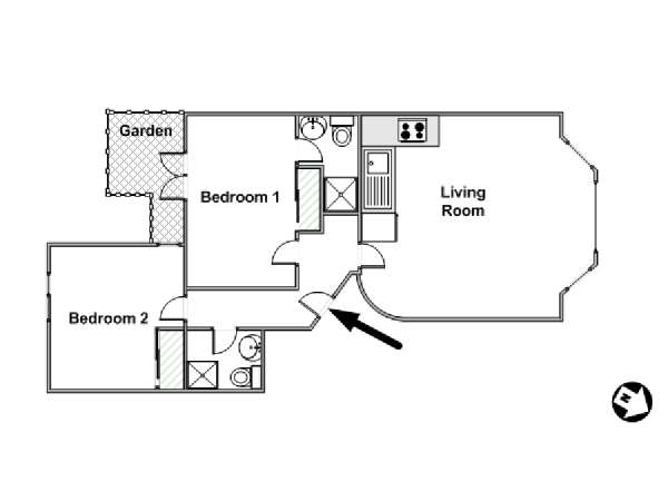 London 2 Bedroom accommodation - apartment layout  (LN-540)