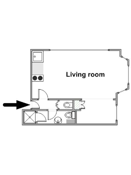 London Studio accommodation - apartment layout  (LN-543)