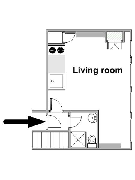 London Studio accommodation - apartment layout  (LN-547)