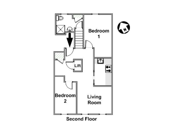 London 2 Bedroom accommodation - apartment layout  (LN-578)