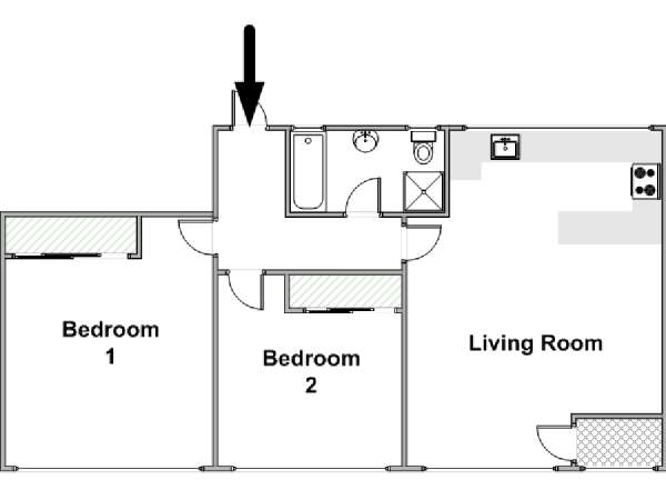 Londra 2 Camere da letto appartamento - piantina approssimativa dell' appartamento  (LN-596)