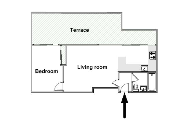 London 1 Bedroom - Penthouse accommodation - apartment layout  (LN-614)