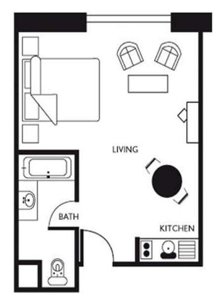 Londres Studio T1 logement location appartement - plan schématique  (LN-631)