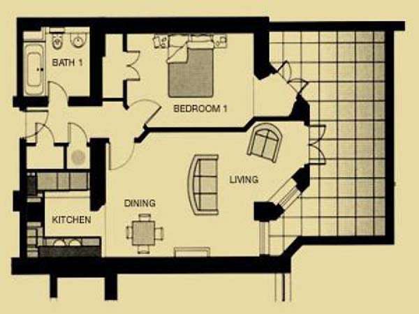 London 1 Bedroom apartment - apartment layout  (LN-642)