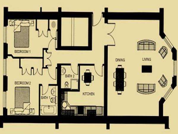 London 2 Bedroom - Duplex apartment - apartment layout  (LN-644)