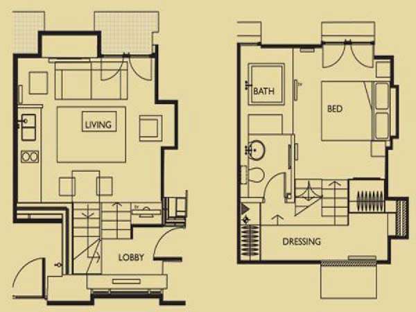 London 1 Bedroom - Duplex apartment - apartment layout  (LN-649)