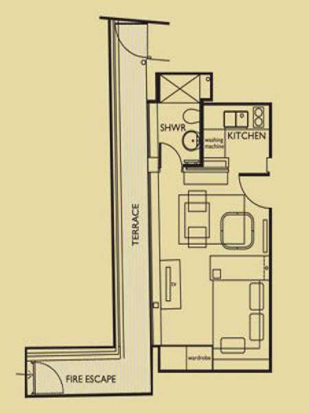 Londra Monolocale appartamento - piantina approssimativa dell' appartamento  (LN-656)