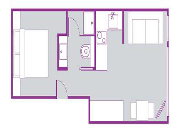 Londres Studio avec Alcôve T1 appartement location vacances - plan schématique  (LN-695)
