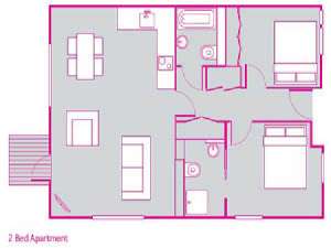 London 2 Bedroom accommodation - apartment layout  (LN-765)