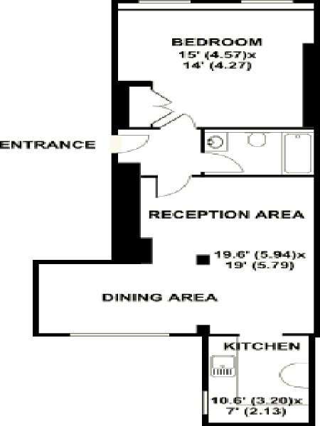London 1 Bedroom accommodation - apartment layout  (LN-798)
