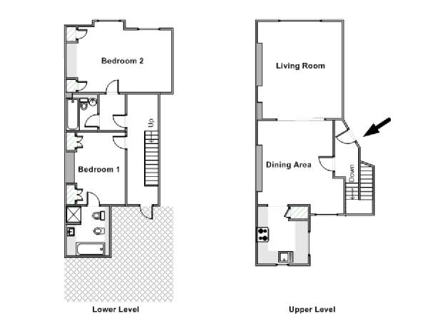 London 2 Bedroom - Duplex accommodation - apartment layout  (LN-803)