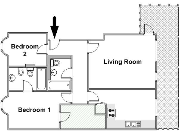 London 2 Bedroom accommodation - apartment layout  (LN-806)