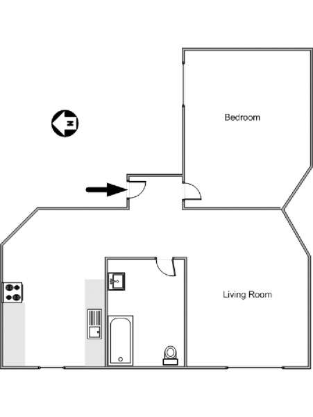 London 1 Bedroom accommodation - apartment layout  (LN-812)