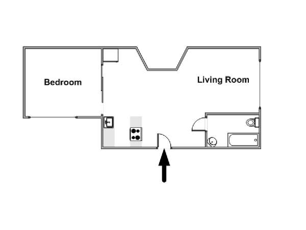 London 1 Bedroom accommodation - apartment layout  (LN-815)