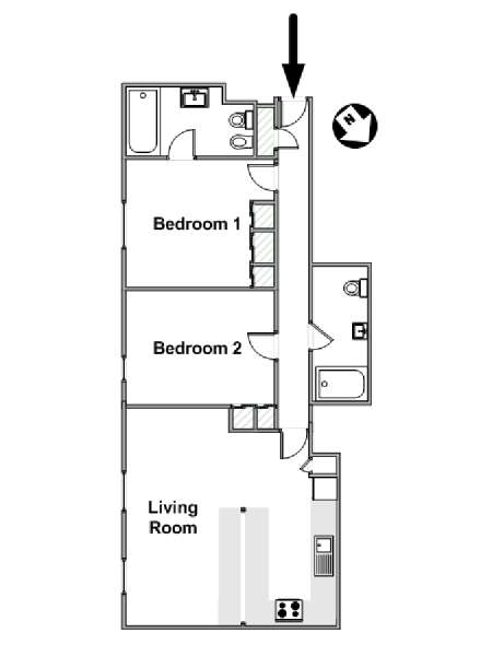 Londra 2 Camere da letto appartamento casa vacanze - piantina approssimativa dell' appartamento  (LN-821)