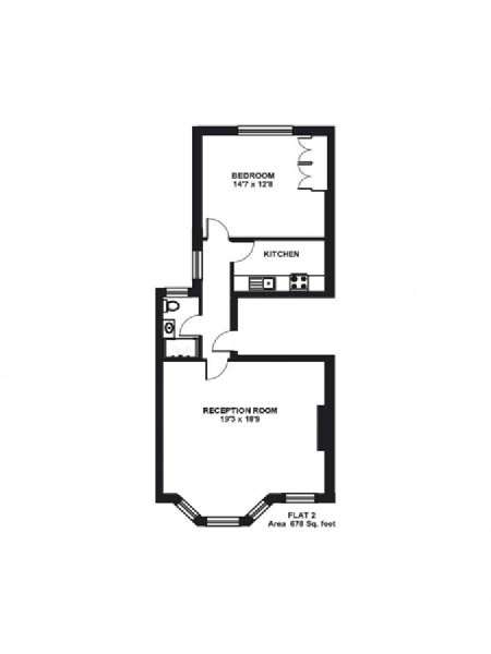 Londres T2 logement location appartement - plan schématique  (LN-895)