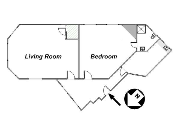 Londres T2 logement location appartement - plan schématique  (LN-902)