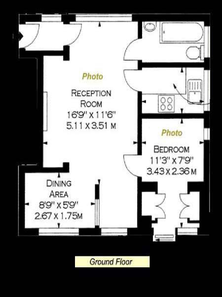 Londres 1 Dormitorio alojamiento - esquema  (LN-904)