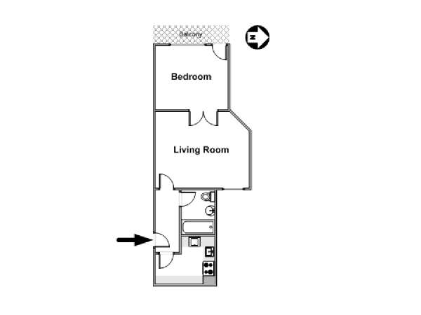 London 1 Bedroom accommodation - apartment layout  (LN-944)