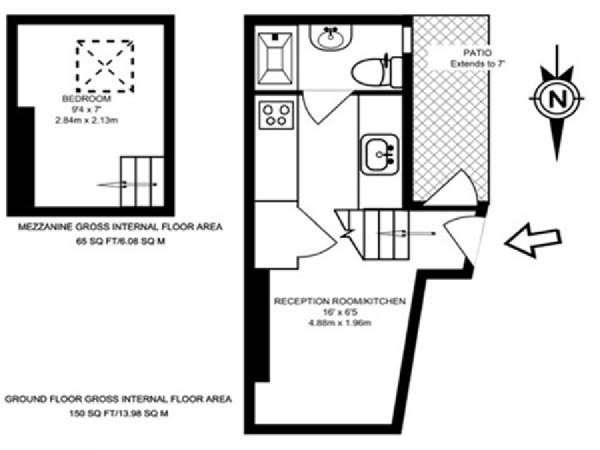 Londra Grande monolocale - Duplex appartamento casa vacanze - piantina approssimativa dell' appartamento  (LN-998)