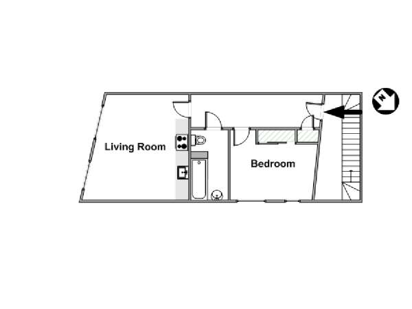 London 1 Bedroom apartment - apartment layout  (LN-1032)