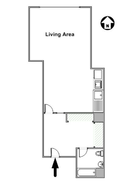 London Studio apartment - apartment layout  (LN-1037)