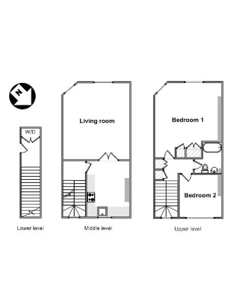 Londres T3 - Duplex appartement location vacances - plan schématique  (LN-1080)