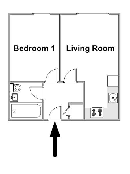 London 1 Bedroom apartment - apartment layout  (LN-1175)