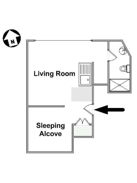 Londra Grande monolocale appartamento casa vacanze - piantina approssimativa dell' appartamento  (LN-1188)