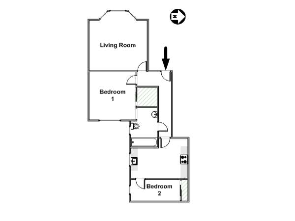Londra 2 Camere da letto appartamento casa vacanze - piantina approssimativa dell' appartamento  (LN-1271)