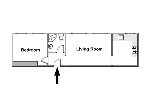 London 1 Bedroom accommodation - apartment layout  (LN-1438)