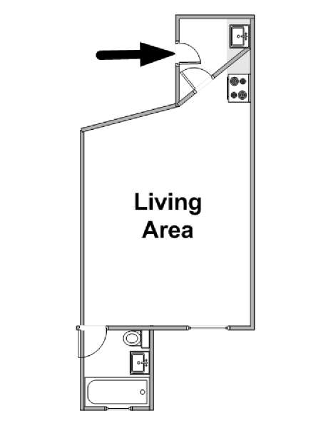 London Studio accommodation - apartment layout  (LN-1440)
