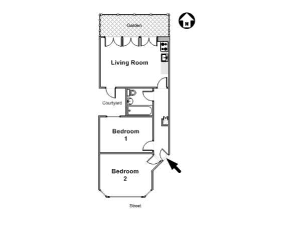 Londra 2 Camere da letto appartamento casa vacanze - piantina approssimativa dell' appartamento  (LN-1453)
