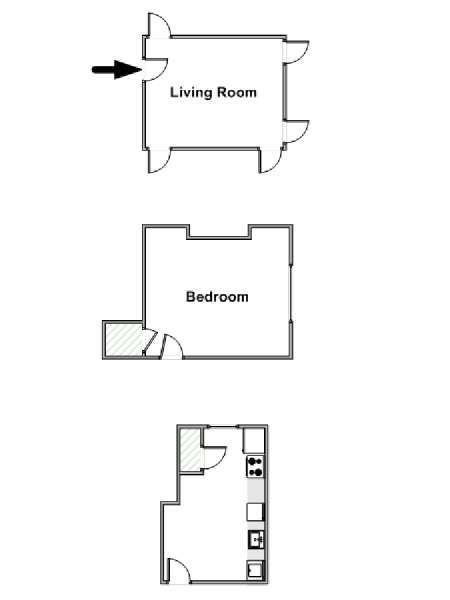 Londres Studio T1 logement location appartement - plan schématique  (LN-1461)