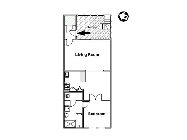 Londra 1 Camera da letto appartamento - piantina approssimativa dell' appartamento  (LN-1473)