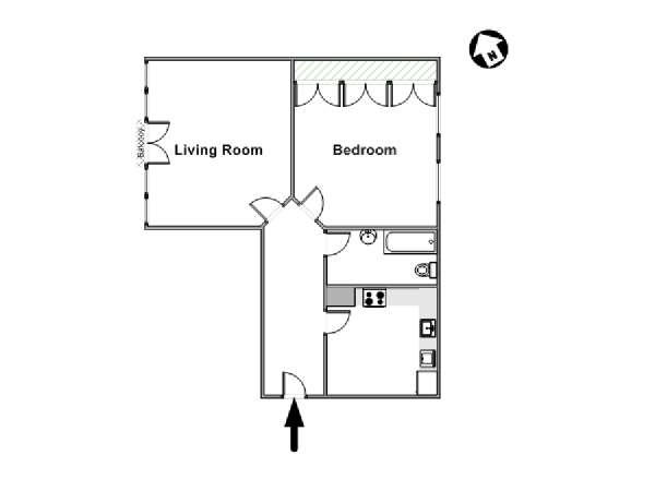 London 1 Bedroom accommodation - apartment layout  (LN-1475)