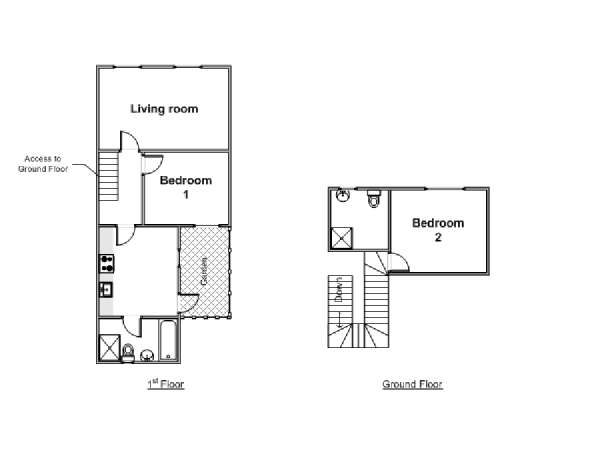 Londres T3 - Duplex appartement location vacances - plan schématique  (LN-1476)