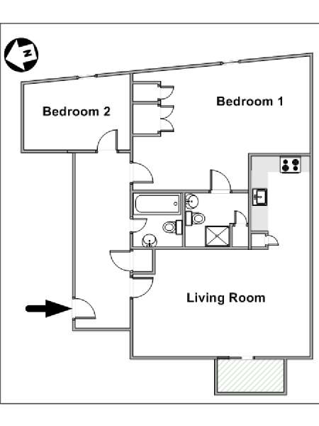 Londra 2 Camere da letto appartamento - piantina approssimativa dell' appartamento  (LN-1479)