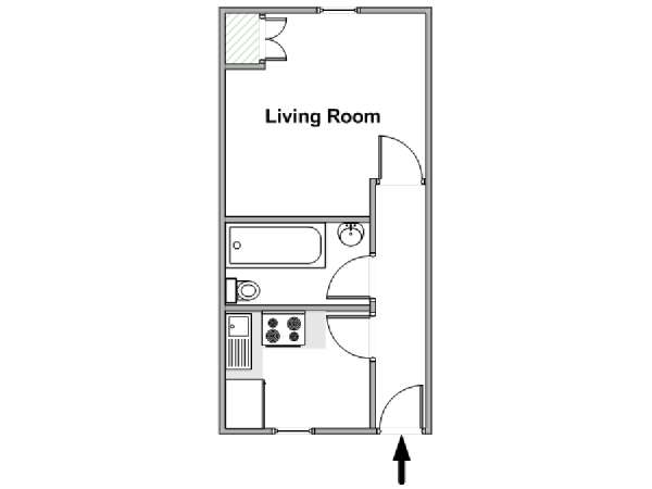 London Studio accommodation - apartment layout  (LN-1485)