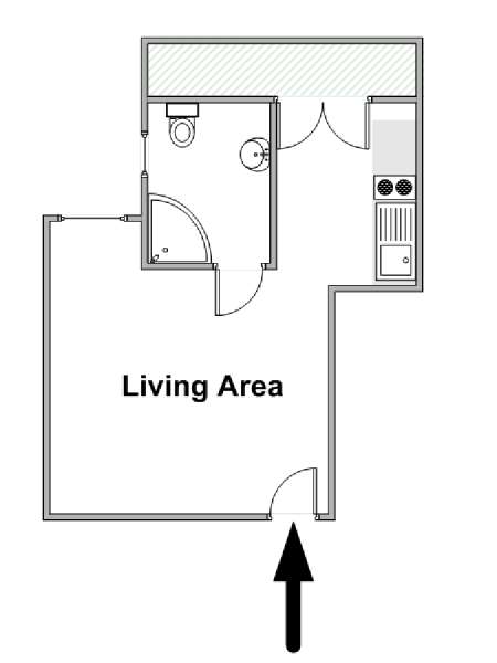 Londres Studio T1 logement location appartement - plan schématique  (LN-1518)